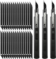 Professionelles Cuttermesser Set mit 30 Abbrechklingen - Schwarz
