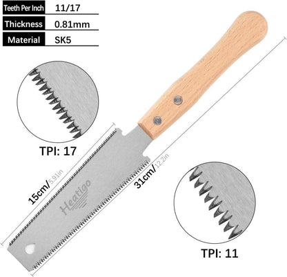 Zweischneidige Japansäge, Zugsäge Holz Feinsäge 11/17 TPI