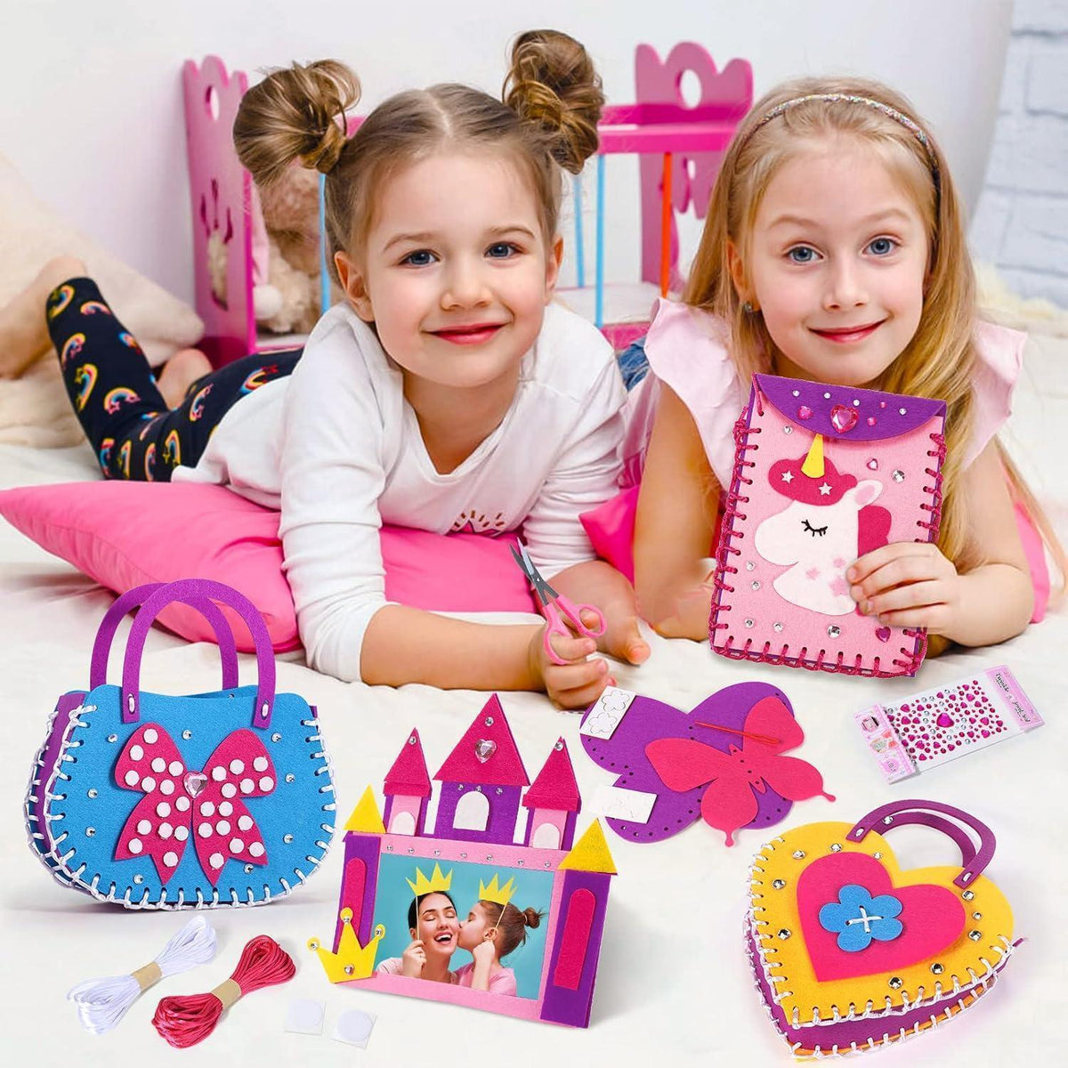 Nähset Kinder – Einhorn, Burg, Schmetterling – DIY Bastel Geschenk Mädchen