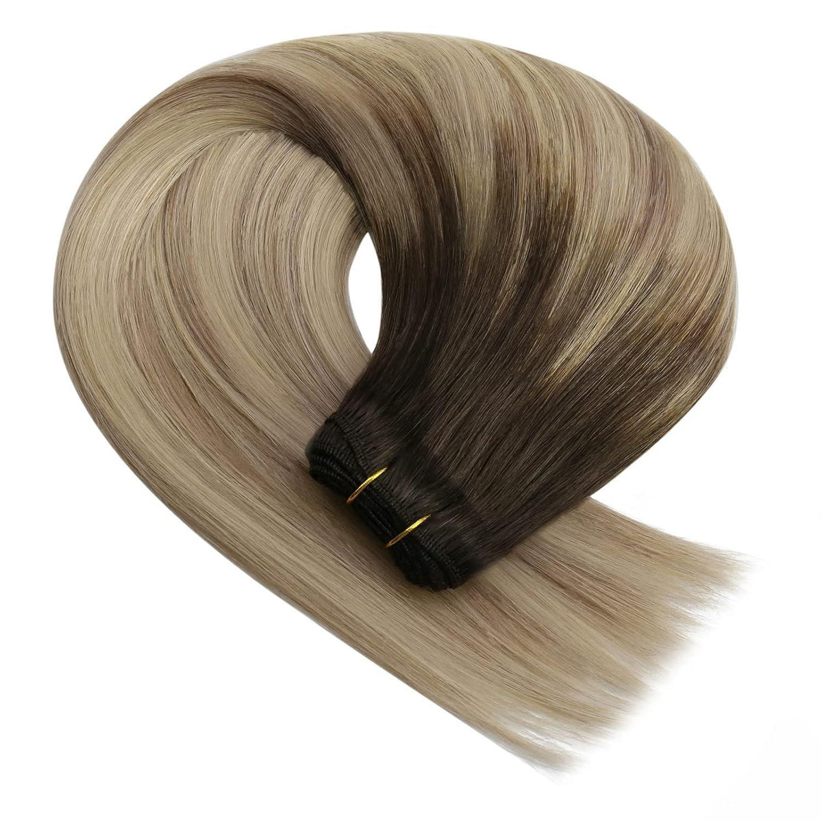 Echthaar Tressen Dunkelbraun Balayage Blond 35cm