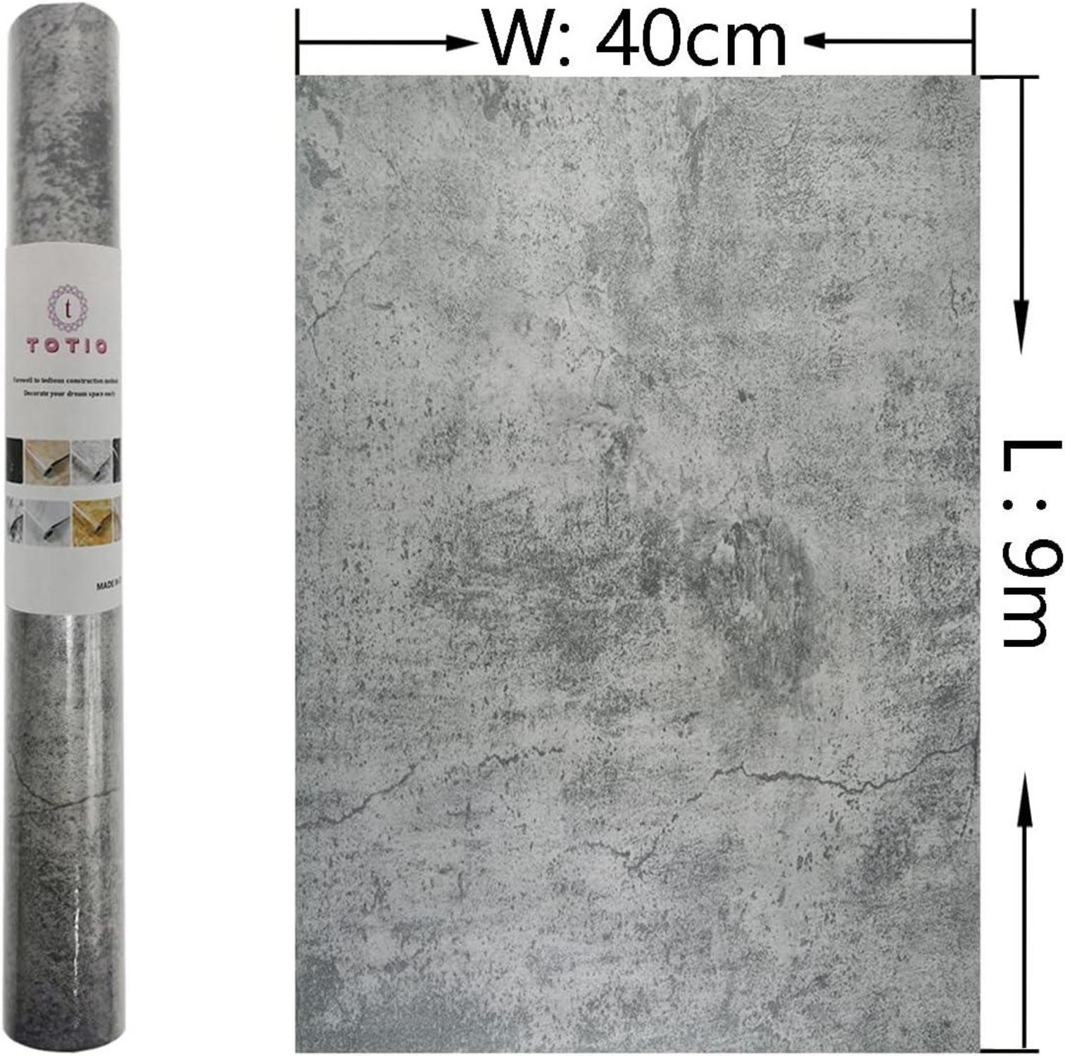 Selbstklebende 3D Beton Tapete 40CMx9M grau Möbelfolie Wandaufkleber