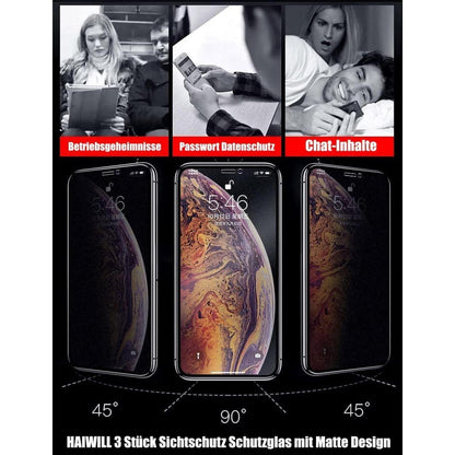 3er Pack mattes Privacy Schutzglas für iPhone 12 Pro Max