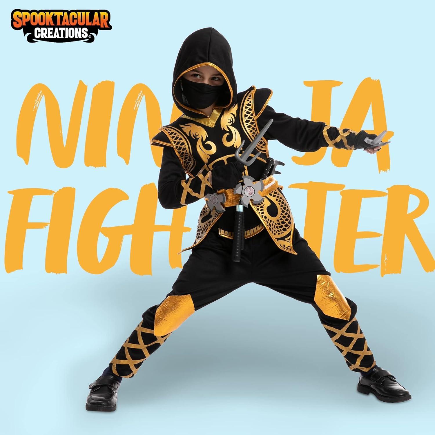 Goldenes Ninja-Kostüm für Kinder Jungen