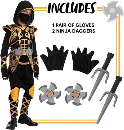 Spooktacular Creations Halloween Ninja Kostüm für Kinder Gold