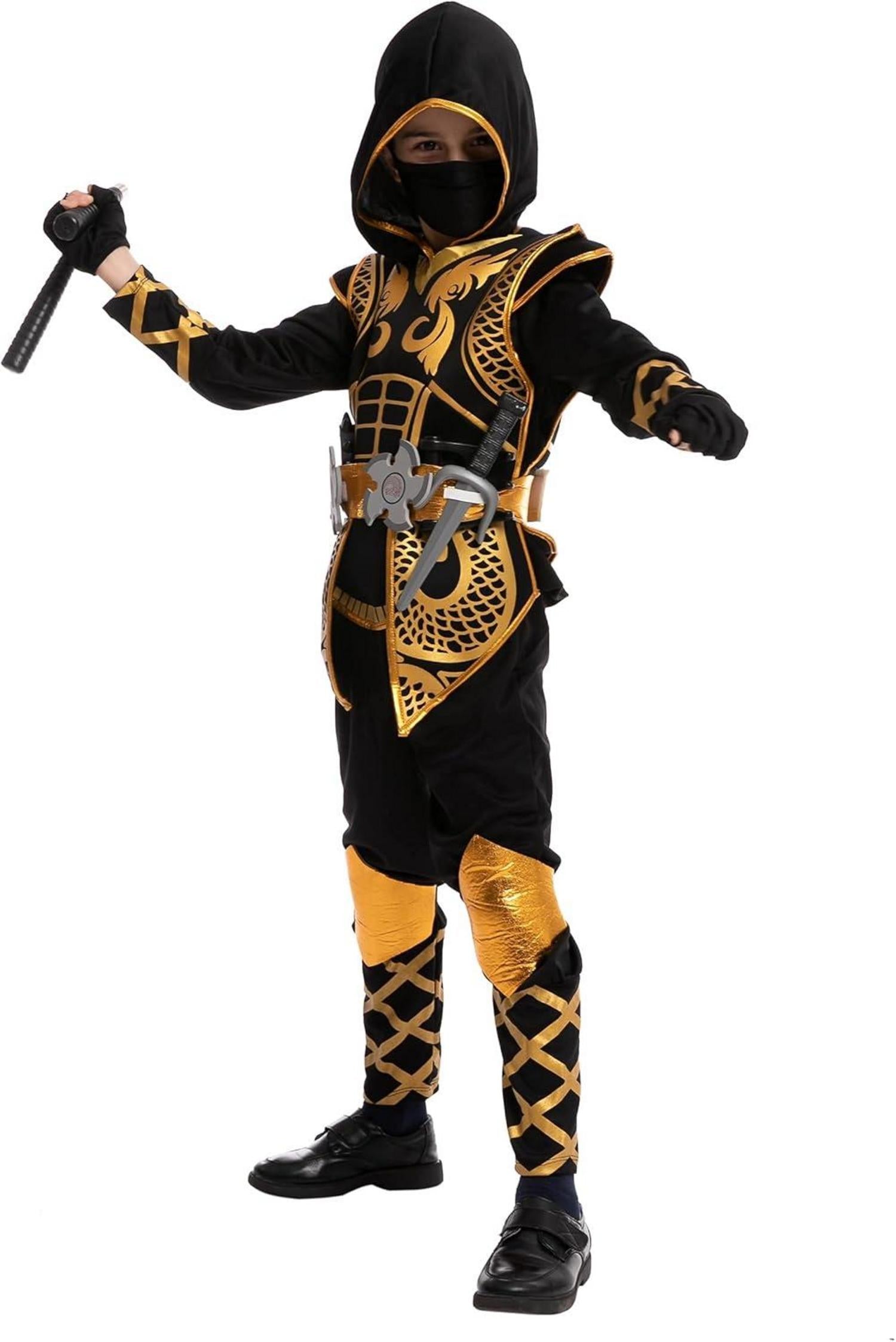 Goldenes Ninja Kostüm für Kinder Large 10-12 Jahre