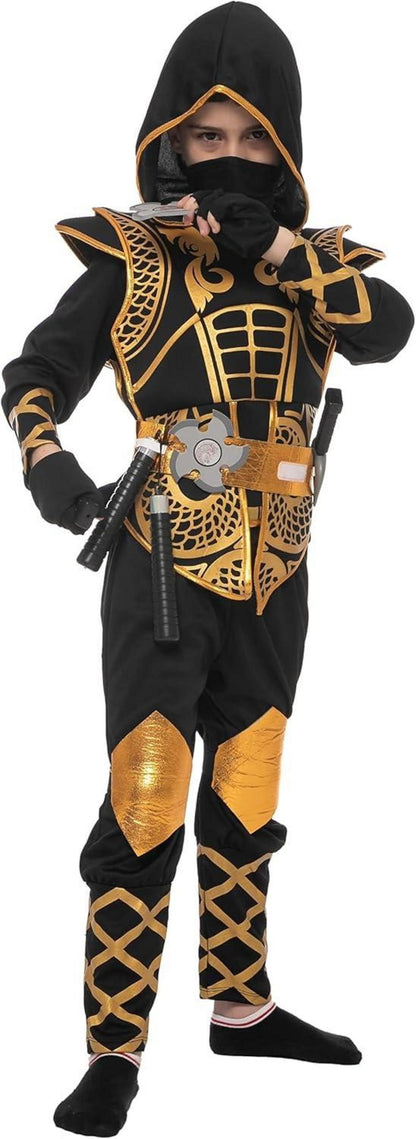 Halloween Golden Ninja Fighter Kostüm für Kinder Jungen Large 10-12 Jahre