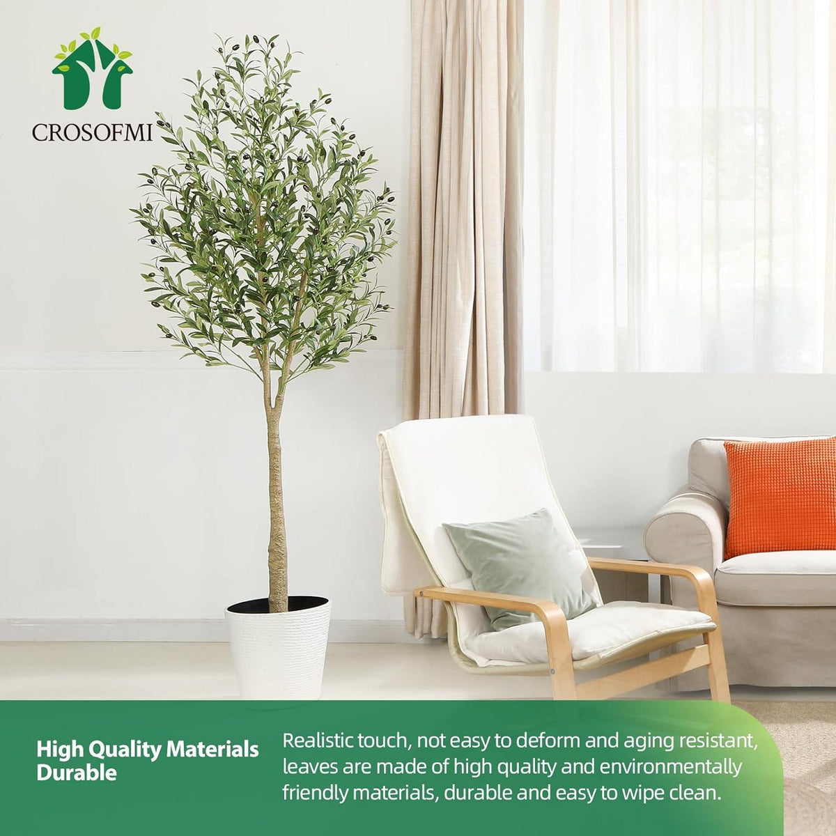 Künstlicher Olivenbaum Pflanze 210cm Groß Indoor Outdoor Dekoration faux Olive Tree