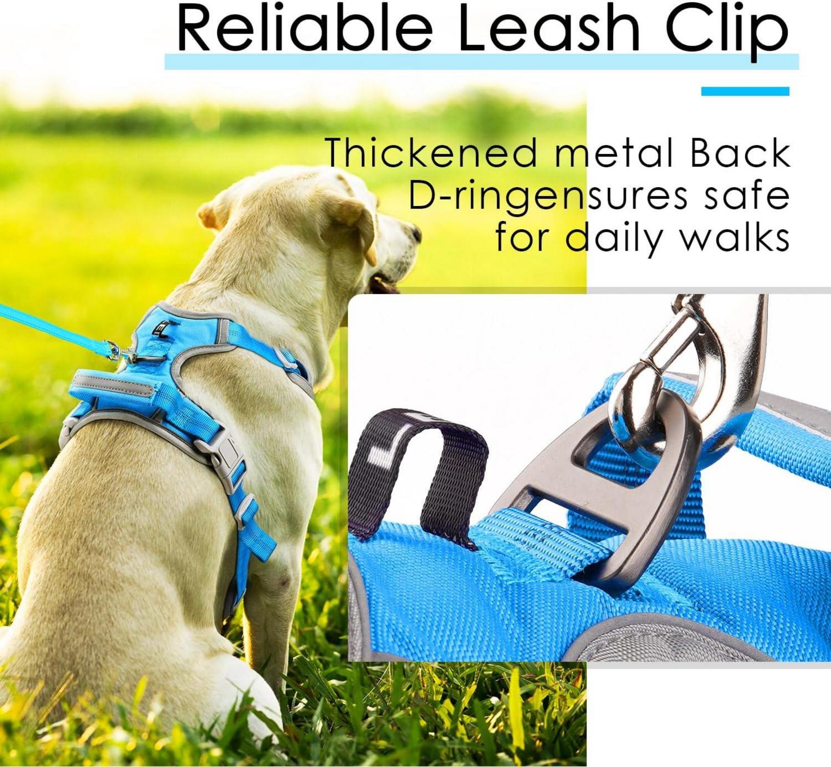 ThinkPet Anti Zug Hundegeschirr mit Griff verstellbar reflektierend atmungsaktiv gepolstert M Blau
