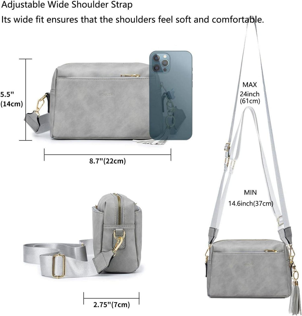 Damen Umhängetasche Veganem Leder Crossbody Schultertasche