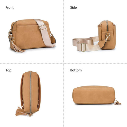 Damen Umhängetasche Vegan Leder Crossbody Schultertasche Roulens A-aprikose