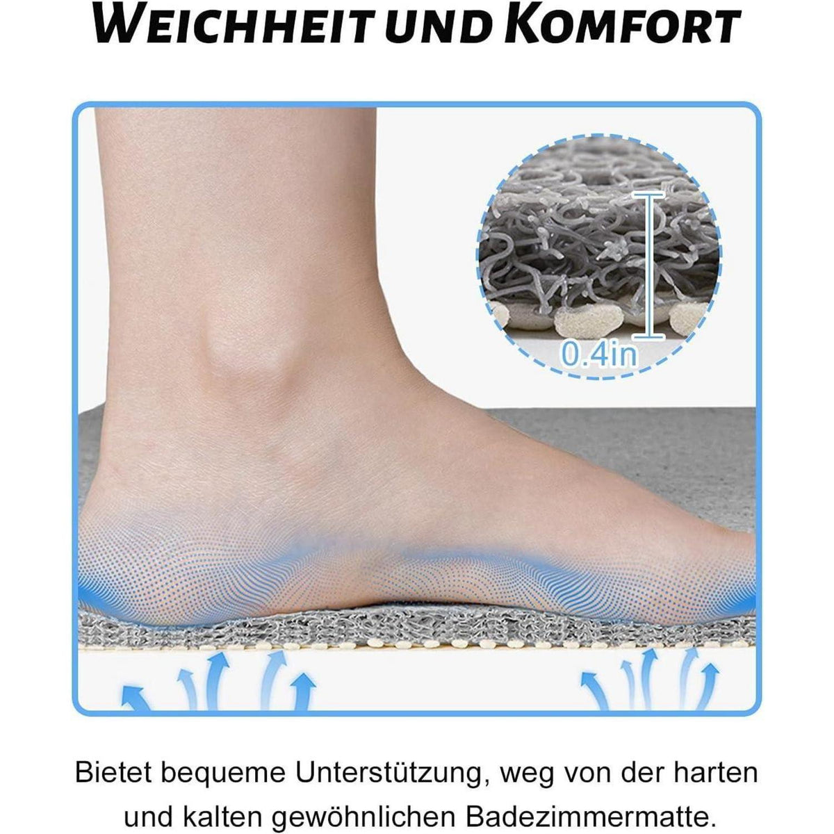 Rutschfeste Duschmatte 60x60 cm – Schnelltrocknend & Komfortabel