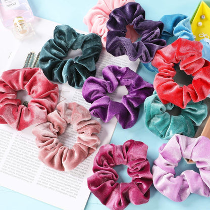 Haargummis Damen Samt Scrunchies 12er Set Einfarbige Elastische