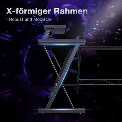Gaming Schreibtisch L-Form mit Monitorständer 127x127 cm Schwarz