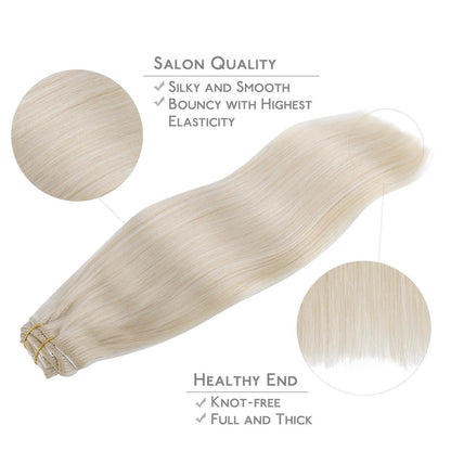 Echthaar Clip-Ins Platinblond 60cm 120g