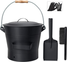 Ascheeimer mit Deckel 10L für Kamine inkl. Schaufel & Handbesen