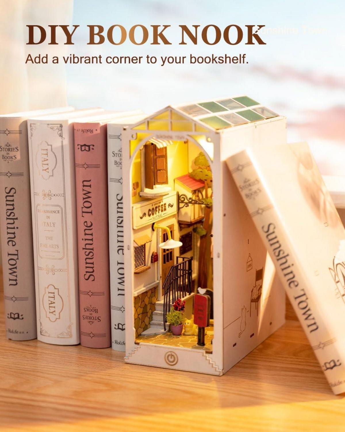 Rolife 3D Holzpuzzle DIY Buch-Nische Bausatz Erwachsene Dekor - Sunshine Town