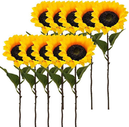 Künstliche Sonnenblumen 10er Set 45cm Deko Hochzeit Bouquet