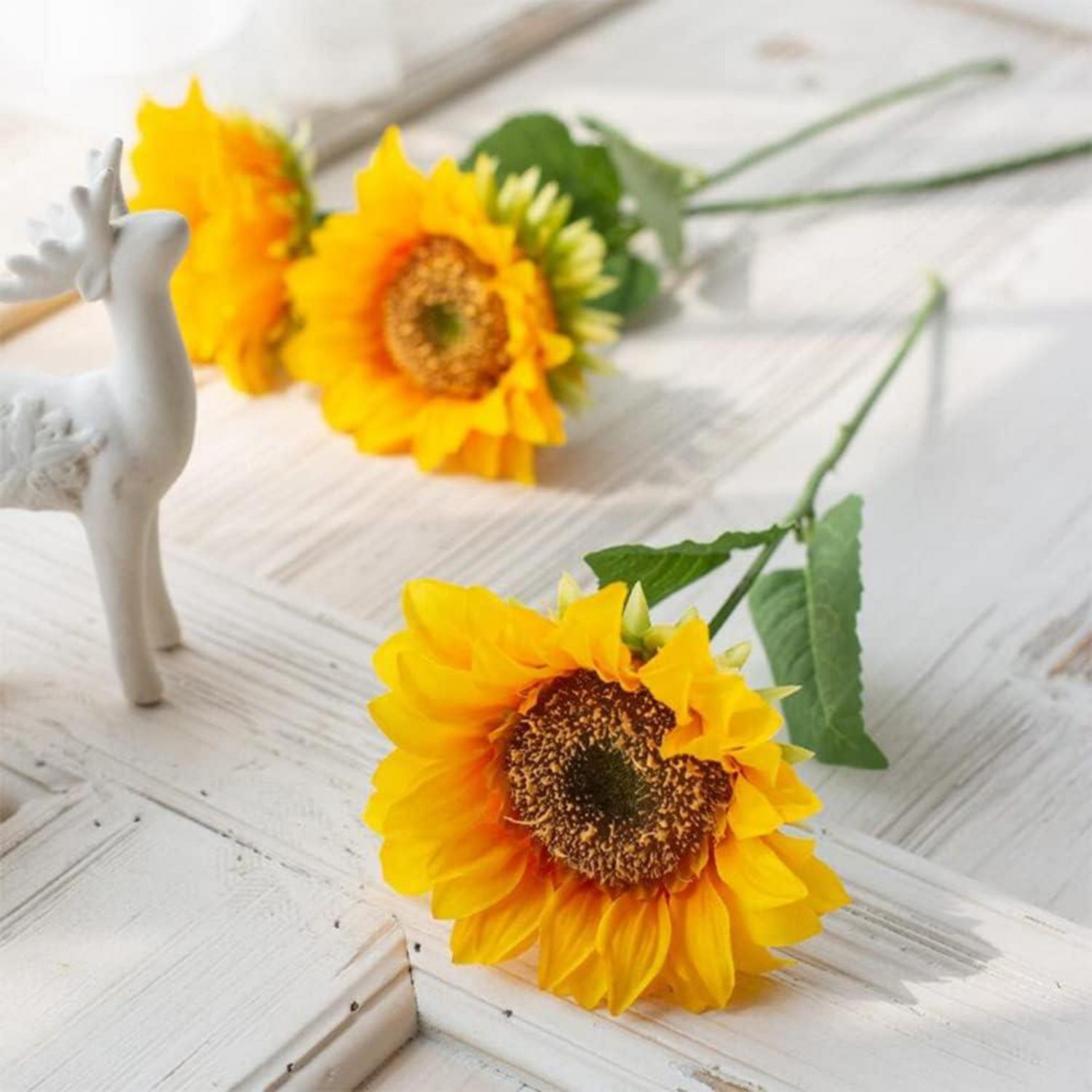 Künstliche Sonnenblumen Stiele 10 Stück Kunstblumen 45 cm Hochzeit Deko