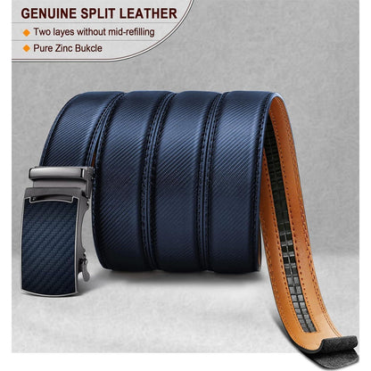 Herren Gürtel mit Automatikschließe, 35mm breit, Navy Blau in Lederoptik
