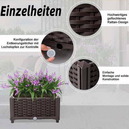 Blumenkübel Rattan Optik mit Rankgitter Hochbeet