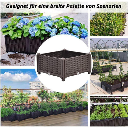 Blumenkübel Rattan Optik mit Rankgitter Hochbeet