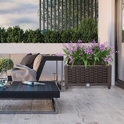 Blumenkübel Rattan Optik mit Rankgitter Hochbeet
