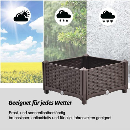 Blumenkübel Rattan Optik mit Rankgitter Hochbeet
