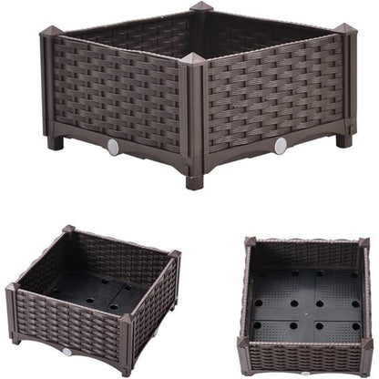 Blumenkübel Rattan Optik mit Rankgitter Hochbeet