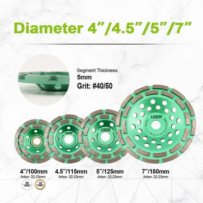 Diamantschleiftopf 125mm Doppelreihe für Beton & Stein