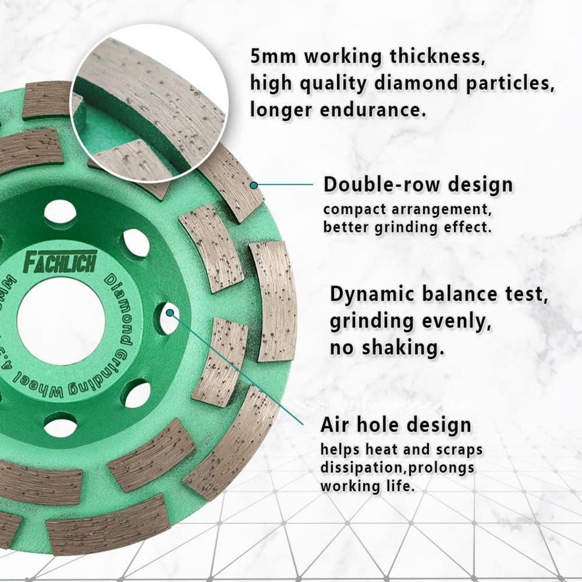 Diamantschleiftopf 125mm Doppelreihe für Beton & Stein