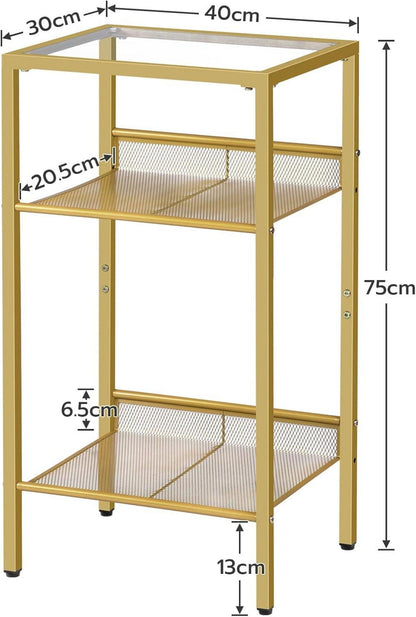 Beistelltisch mit Goldfarbenem gehärtetem Glas - 3-stöckiger