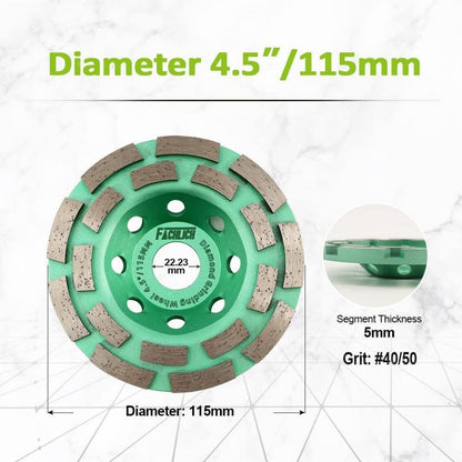 Diamantschleiftopf 2 Stück 115mm Doppelreihe für Beton & Stein