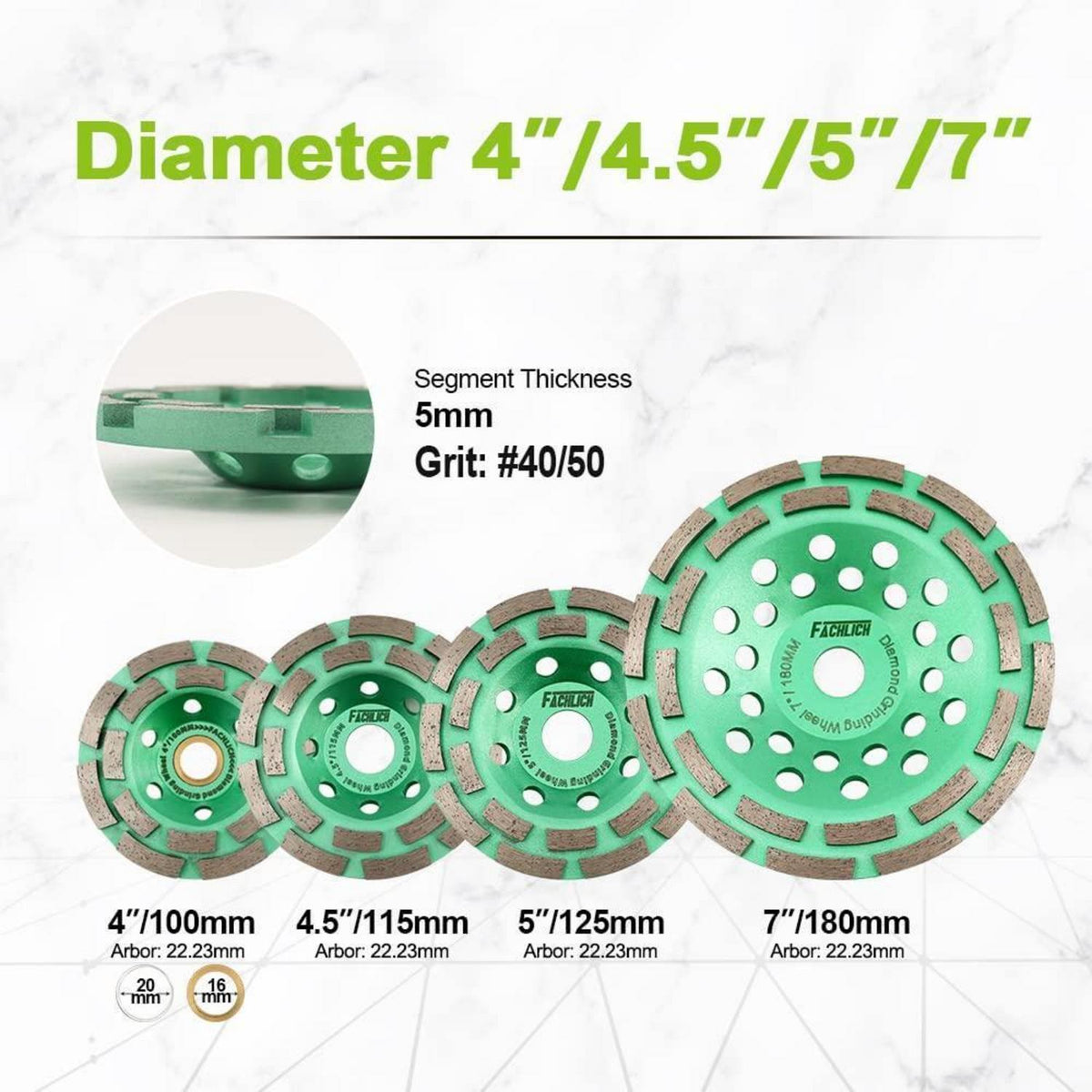 Diamant Schleiftopf 180mm Doppelreihe für Beton & Stein