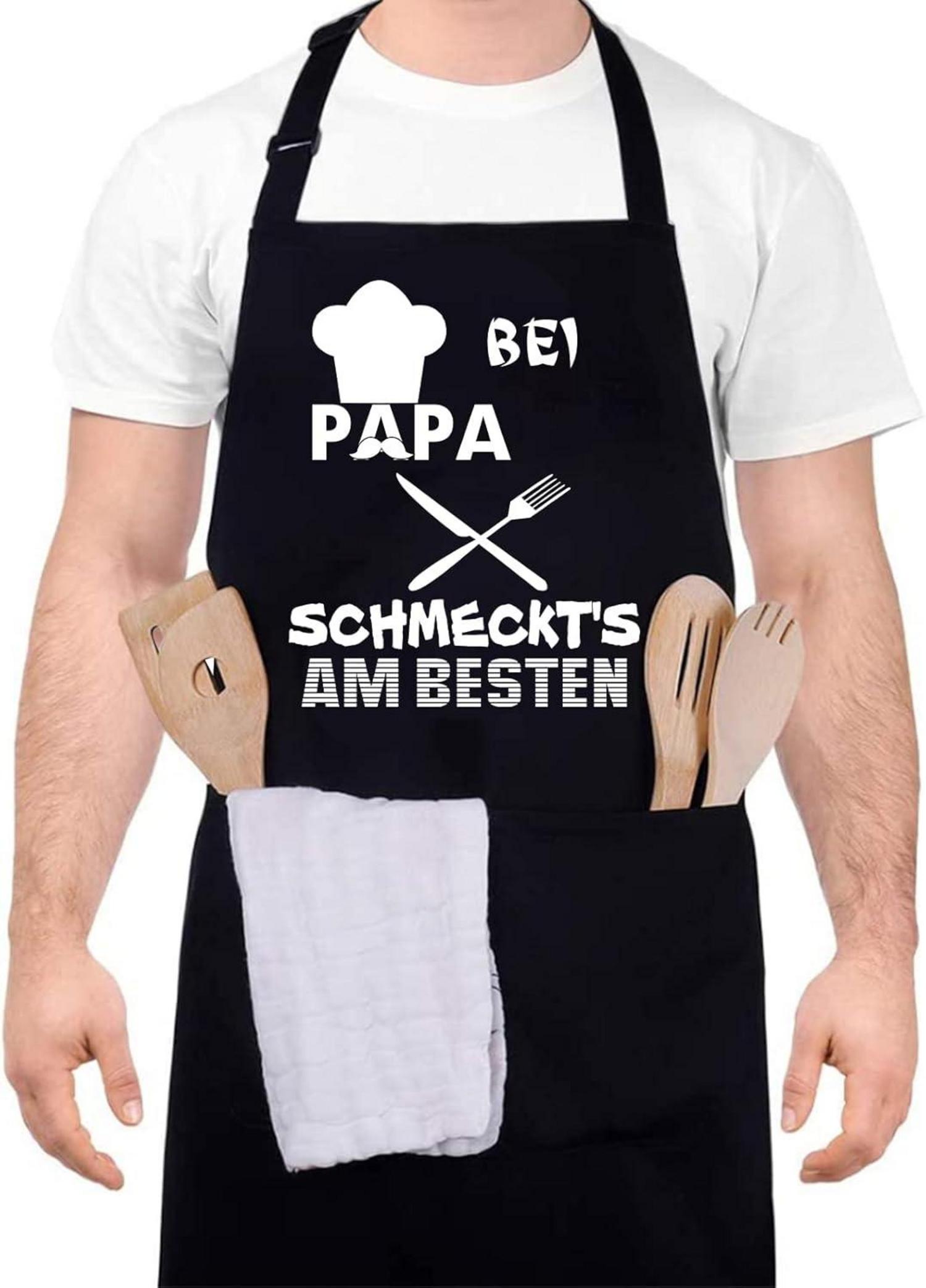 Grillschürze für Männer Schwarz Baumwolle Geschenk Papa