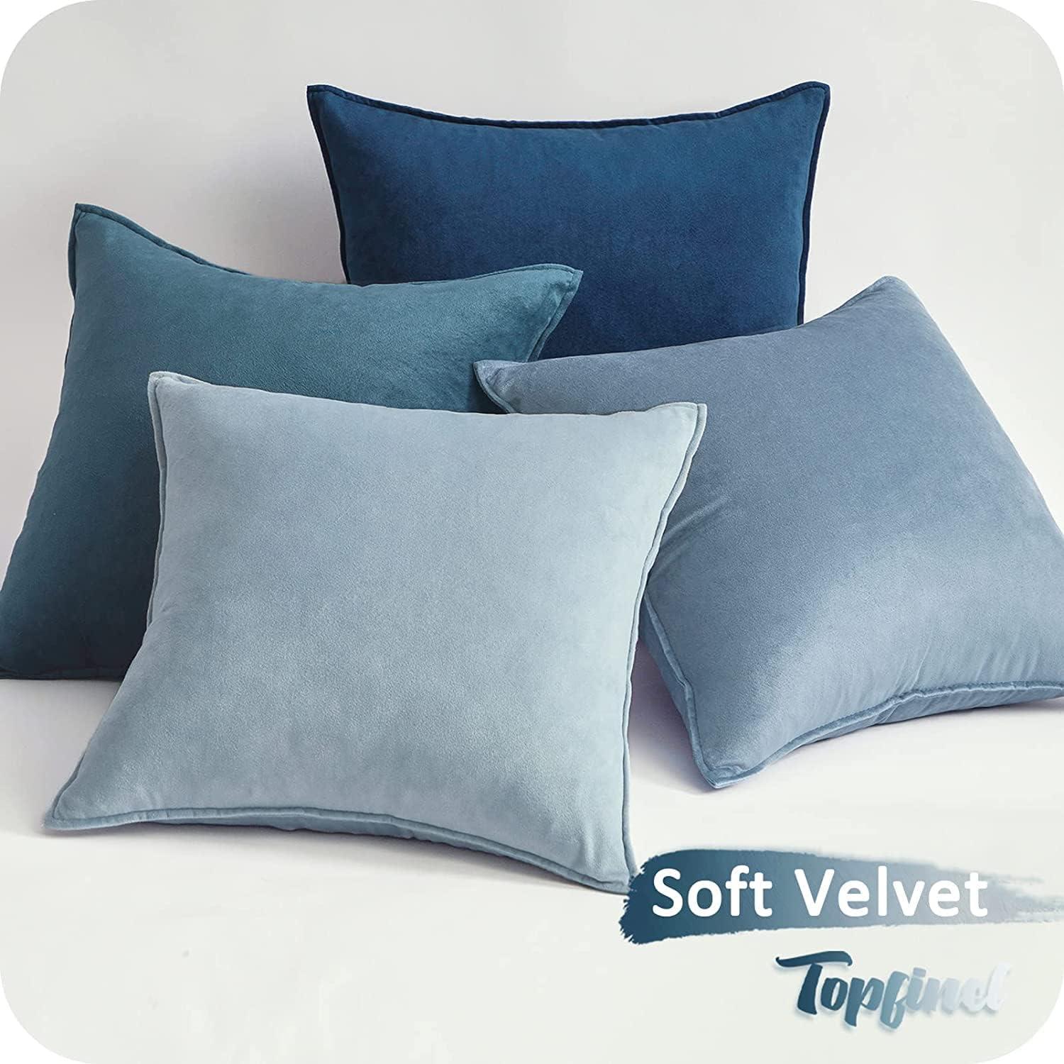 Topfinel Kissenbezug 45x45 blau Samt 4er Set Farbverlauf Zierkissen Sofakissen