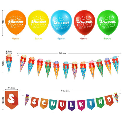 Schulanfang Deko Set Einschulung Schulkind Mädchen Jungen Luftballons