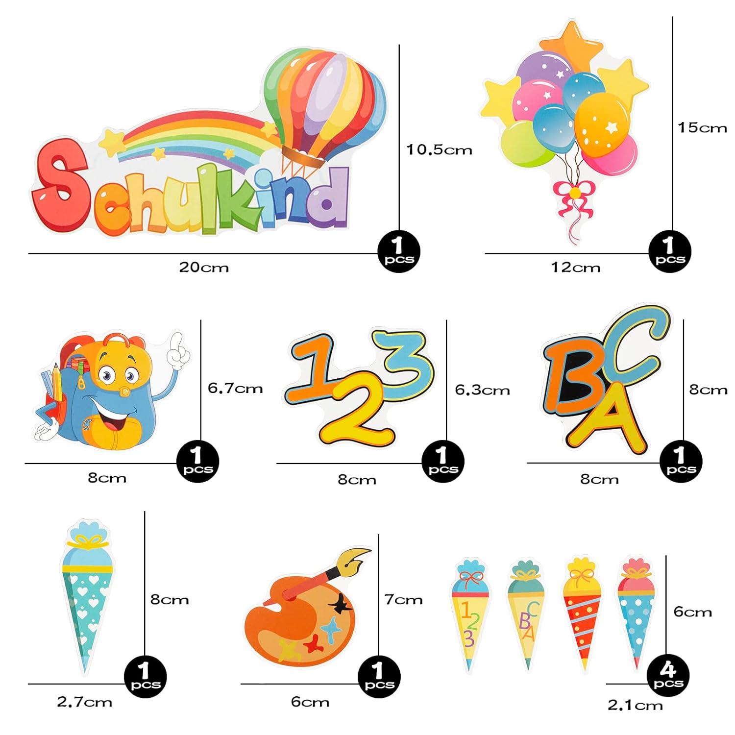 Schulkind Deko Set Einschulung Jungen Mädchen Luftballons Cake Topper Girlande Zuckertüten