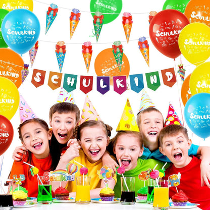 Schulkind Deko Einschulung Jungen Mädchen Schulanfang Set Banner