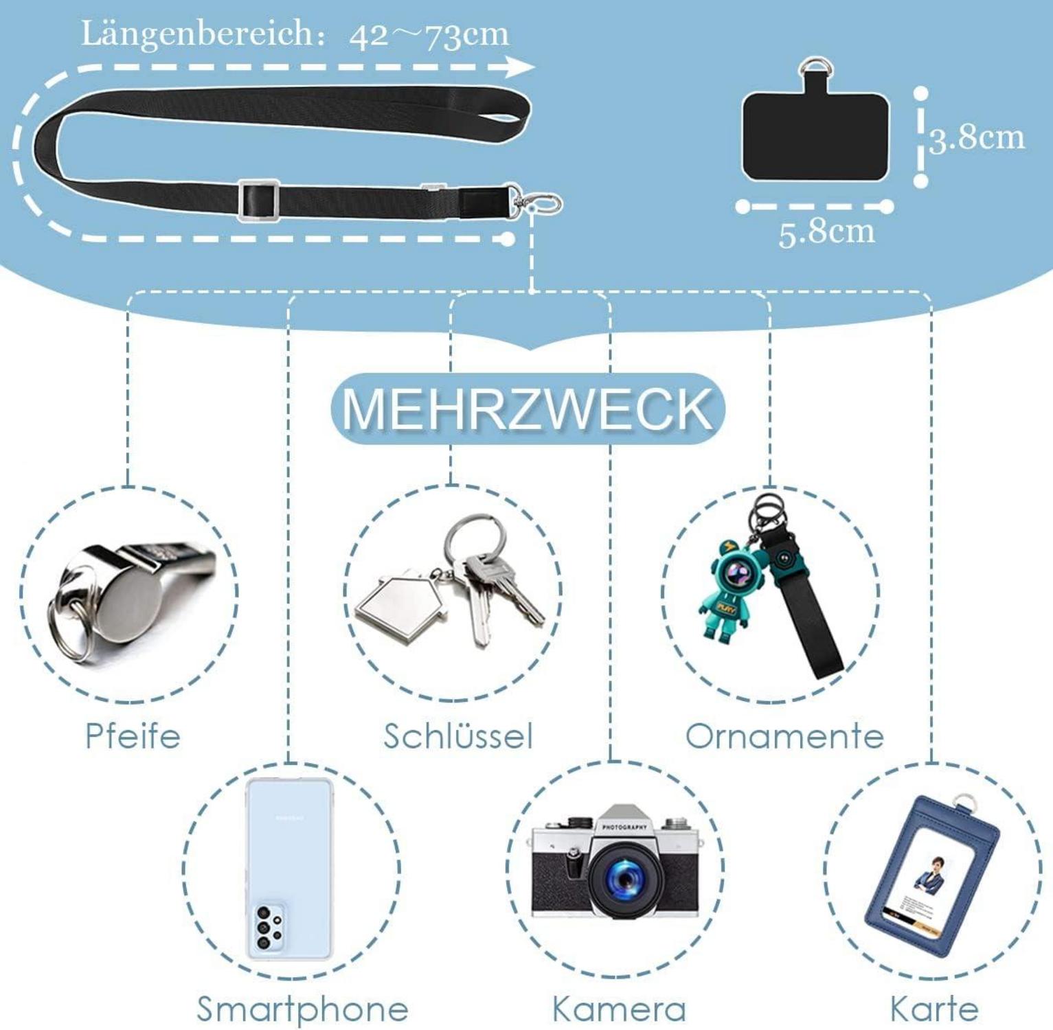 Handykette Umhängeband für alle Smartphones, Hülle kombinierbar
