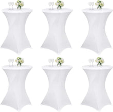 6er Set weiße Spandex Stretch Tischdecken für runde Tische 80cm