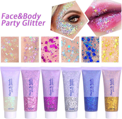 Mermaid Glitter Gel Set 50ml Chunky Powder Festival Makeup Kit Pink