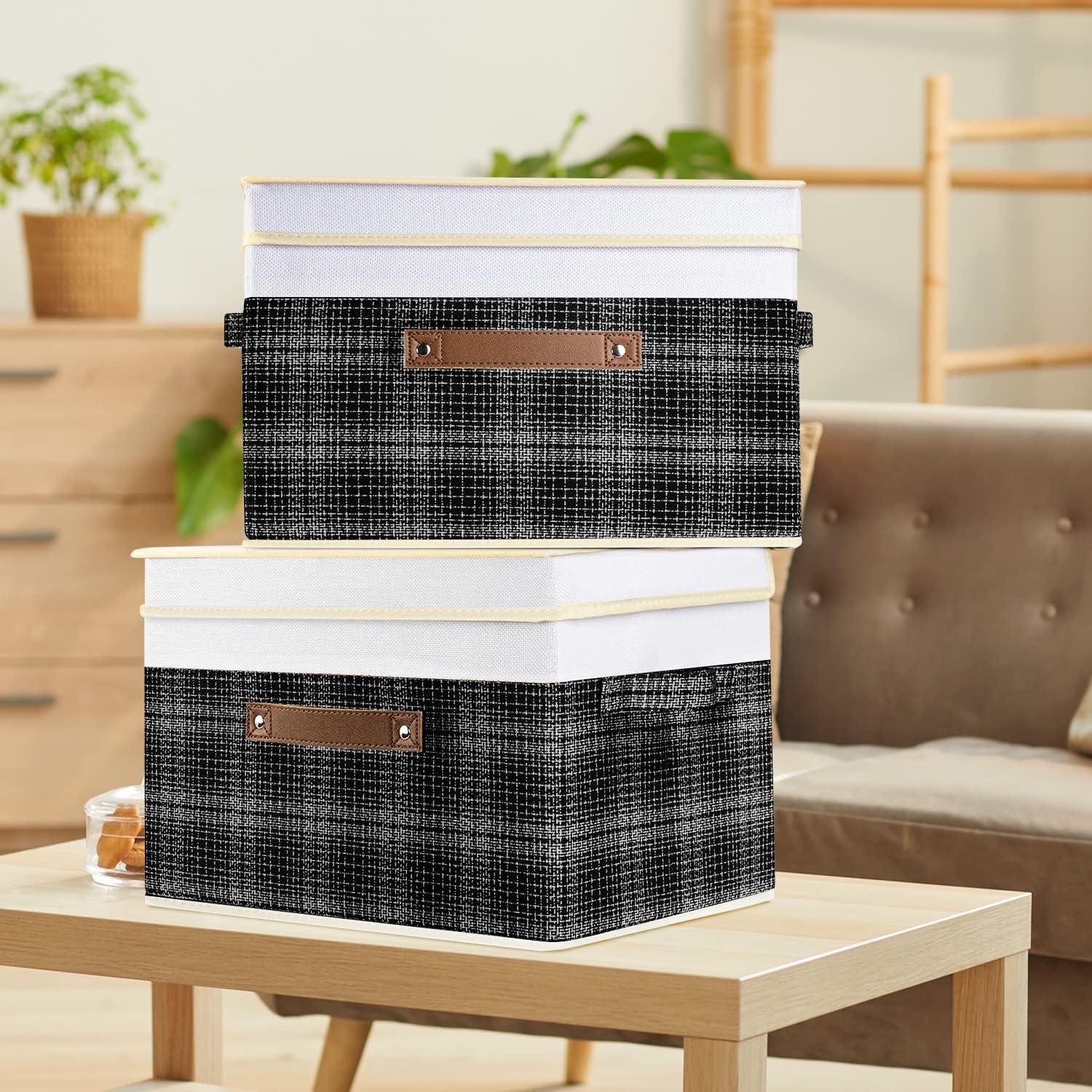 Faltbare Aufbewahrungsbox Patchwork-Design 38x25x25 cm 5-Stück Schwarz
