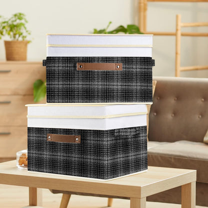 Faltbare Aufbewahrungsbox Patchwork-Design 38x25x25 cm 5-Stück Schwarz