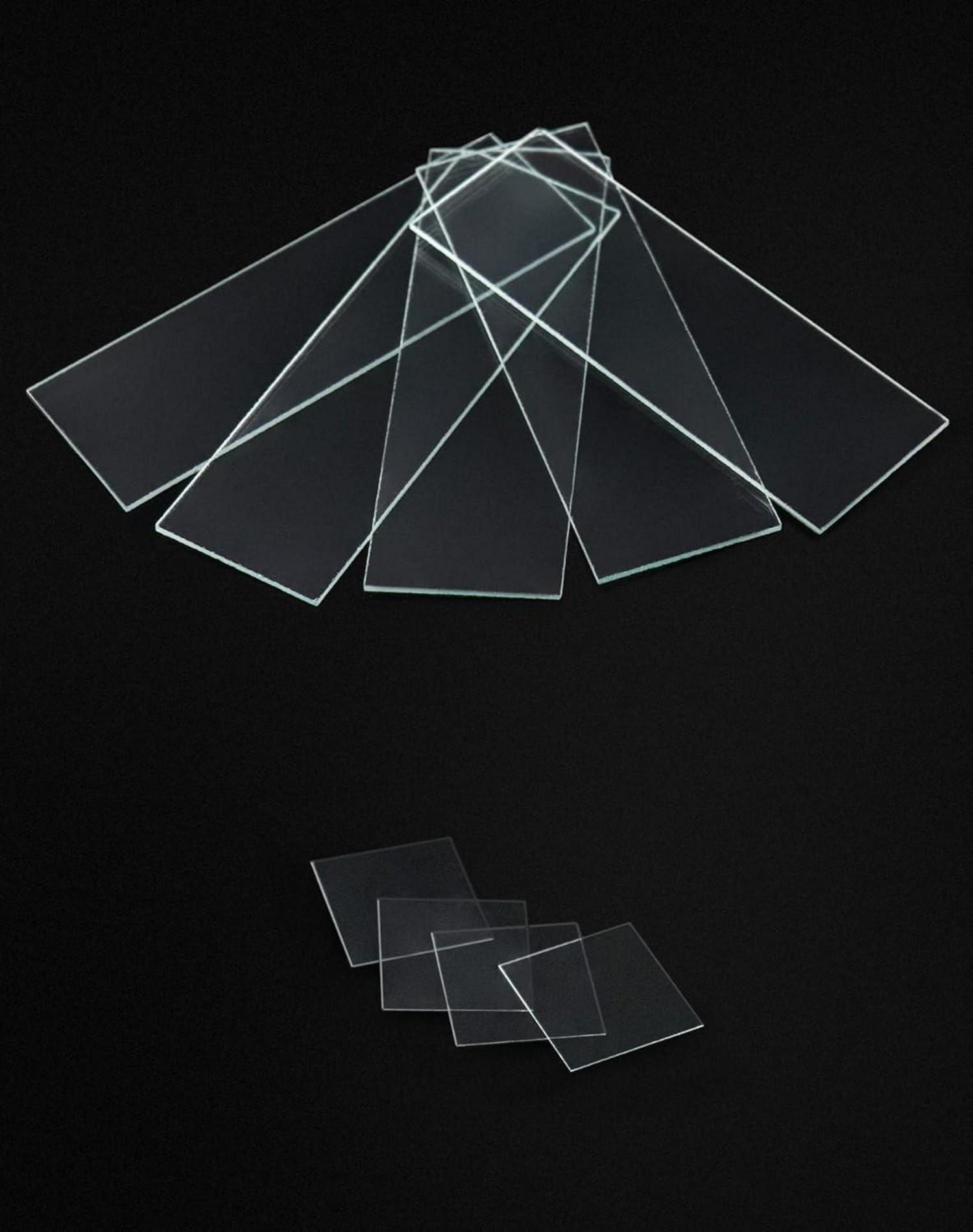 Mikroskop Objektträger Set, 50 Stück 76x26mm & 100 Stück 18x18mm