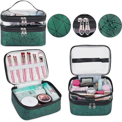 Kosmetiktaschen Set 3 Stück Damen Grün Transparent Doppellagig