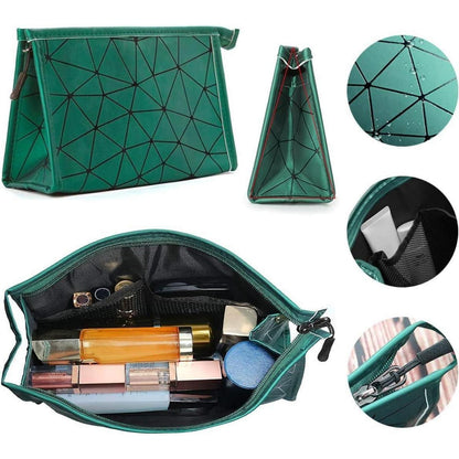 Kosmetiktaschen Set 3 Stück Damen Grün Transparent Doppellagig