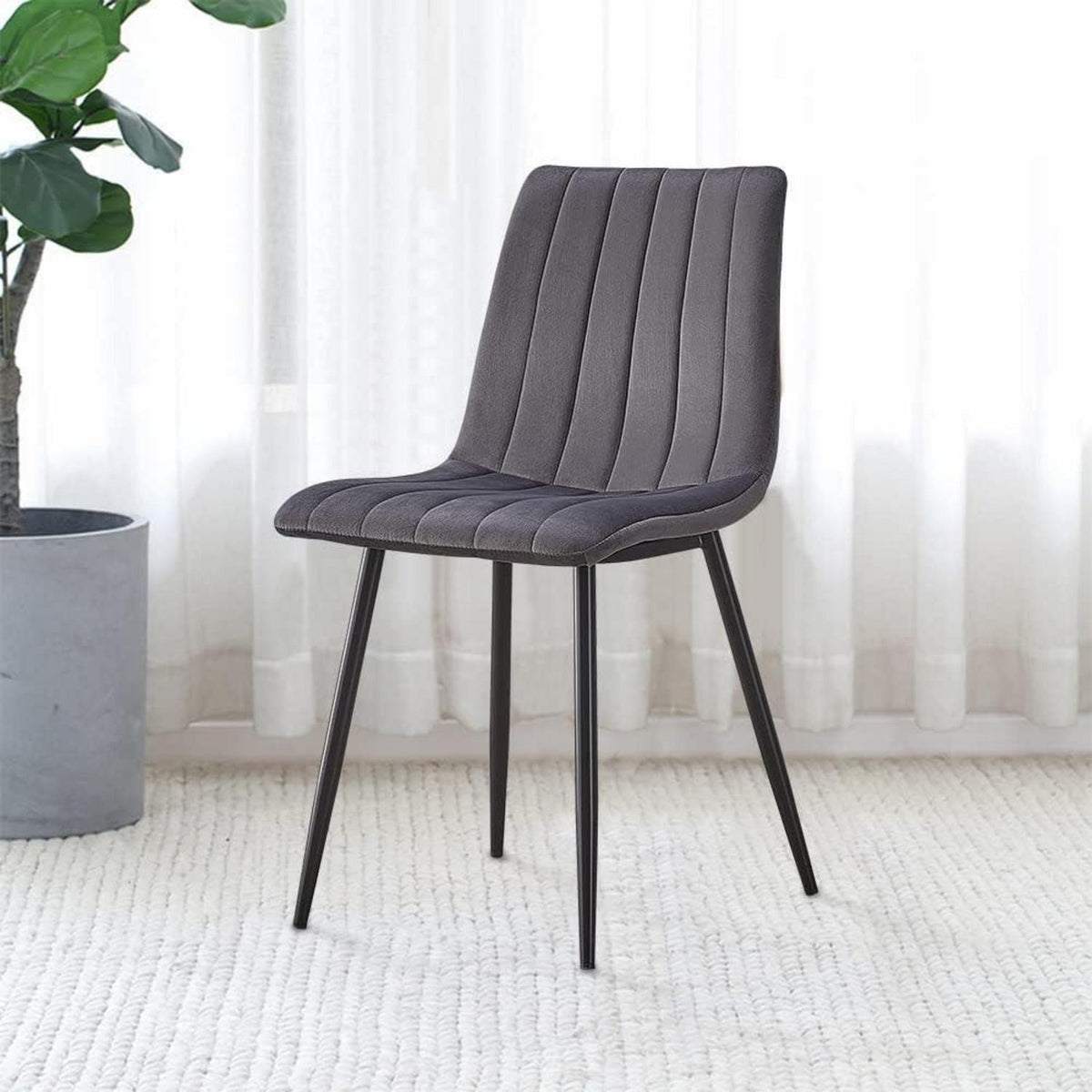 Samt Esszimmerstühle 4er Set Grau – Bequeme Polsterstühle