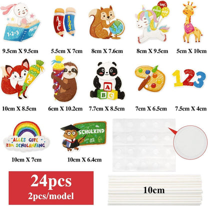 24 Stück Einschulung Tortendeko Tiere Cupcake Topper im