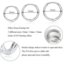 Silber Creolen Set 925 Sterling Silber Damen Ohrringe 3 Paar