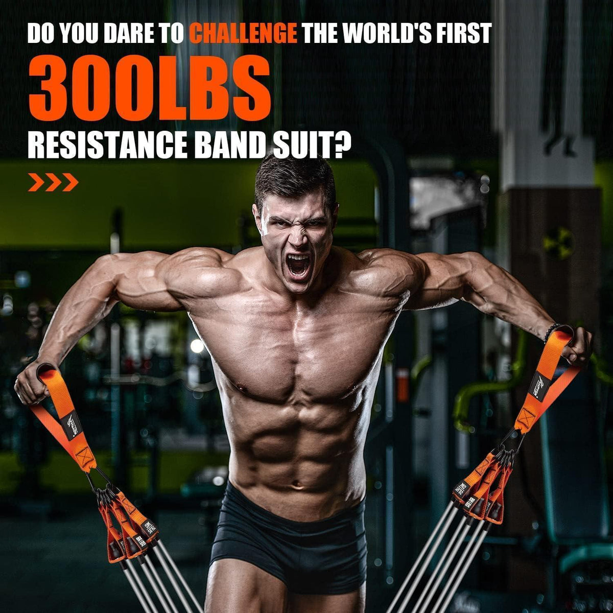 Widerstandsbänder Set 136 kg mit Griffen & Zubehör Orange Schwarz